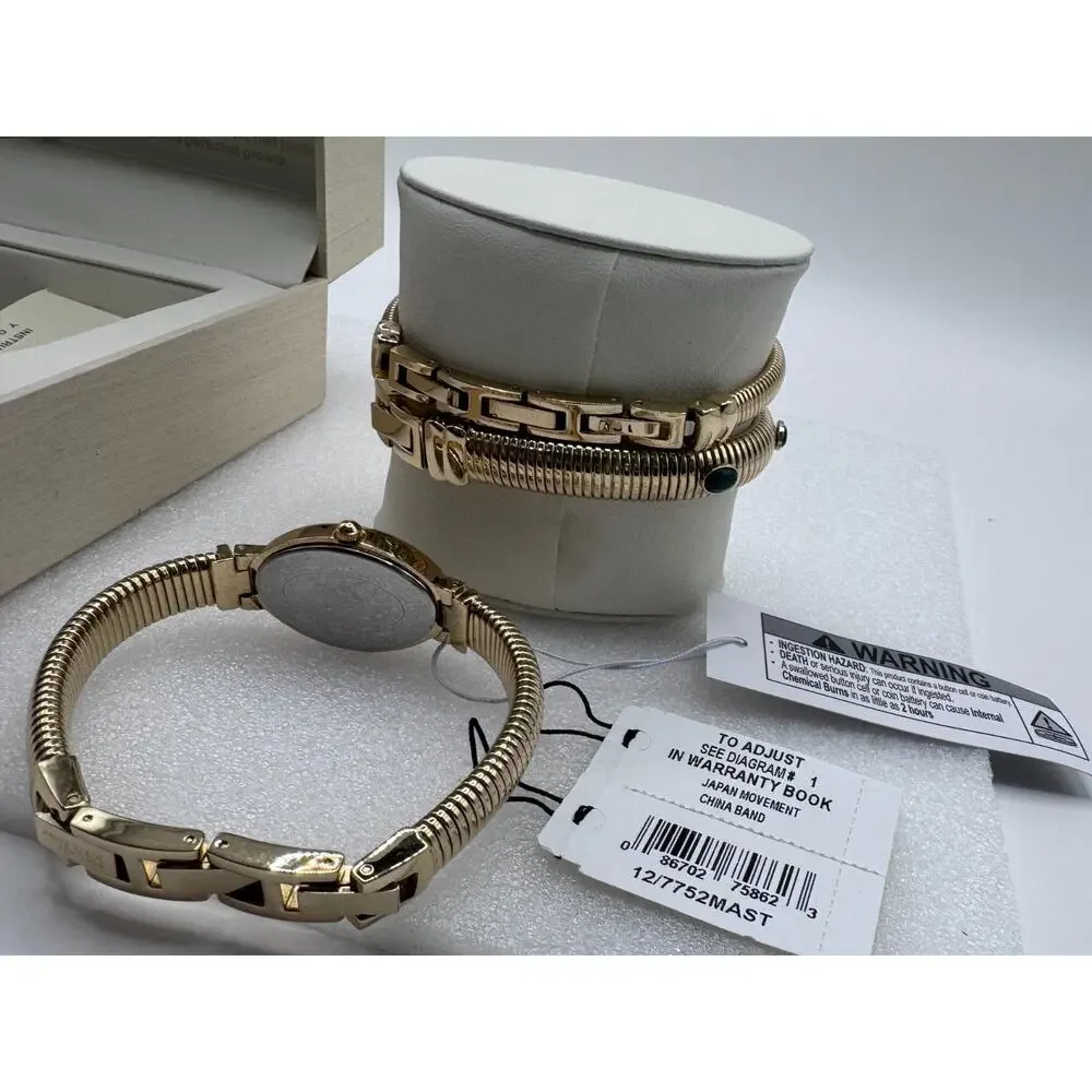 Anne Klein New York Ladies Green Malachite Bracelet And Watch Set / 12/7752MAST
